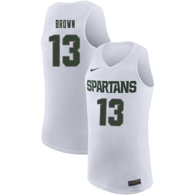 Men Michigan State Spartans NCAA #13 Gabe Brown White Authentic Nike Stitched College Basketball Jersey CS32T07WP